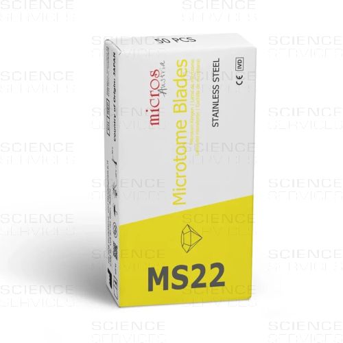 MS22 - MICROS Einweg-Mikrotom-Klinge, für weiches Gewebe, Winkel 22°, Low profile, 50 Stück